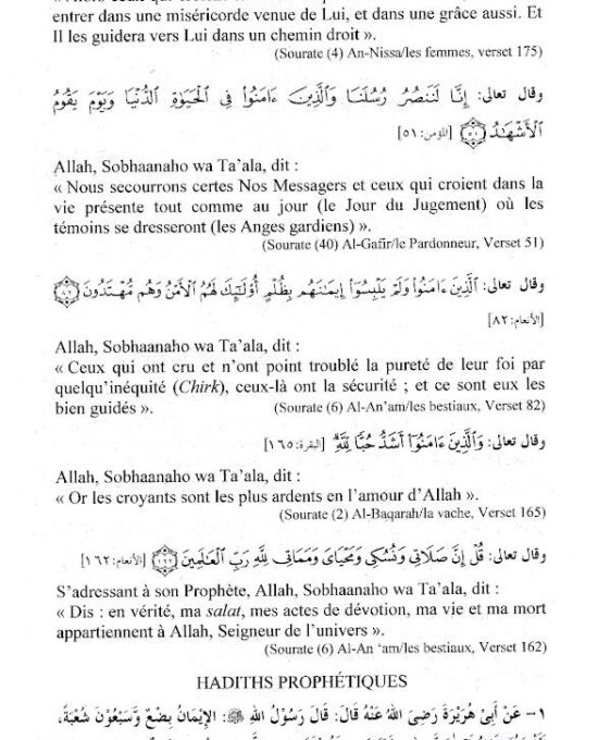 Montakhab Ahadith – French/Arabic | Recueil de Ahadith afferents aux six articles du Dawat et du Tabligh