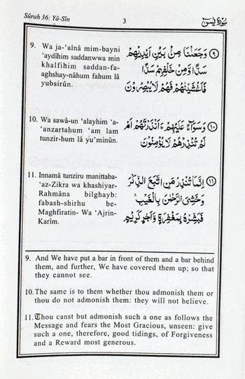 Surah Yaseen Ref. No.96 – (Arabic/English/Roman) – (PB)