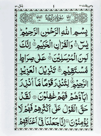 Surah Yaseen Ref.No.14 – (Green ) –  (Arabic) – (PB)