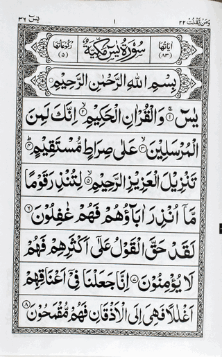 Surah Yaseen Ref.No.94 (9 Lines) – (Arabic) – (PB)