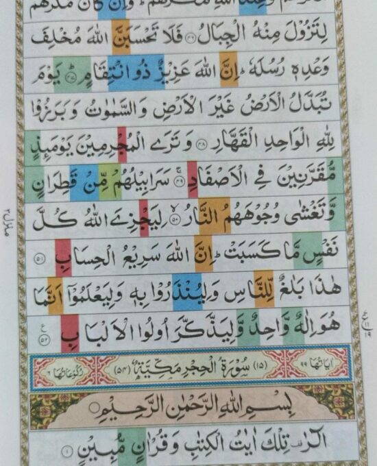 Holy Quran Col. Cod. with Tajweed Rules (Pocket Size)  – (English) – (HB)